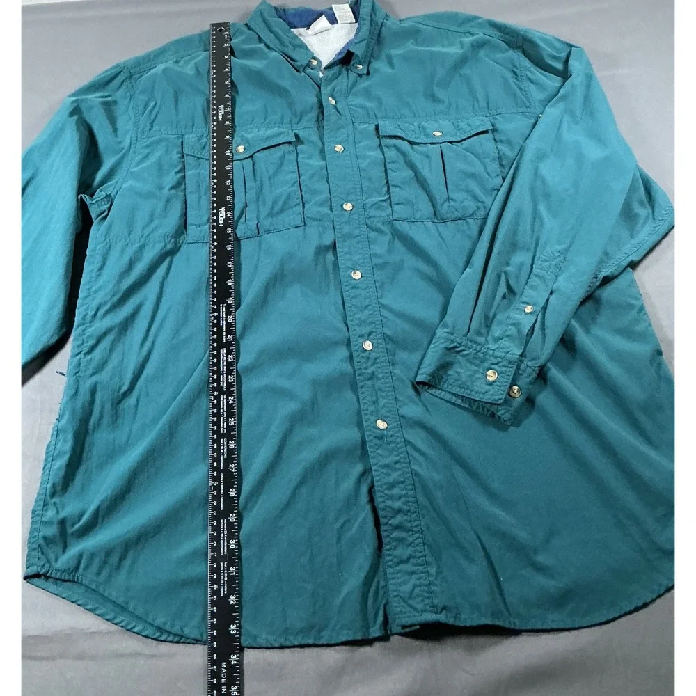 The North Face Mens XL Supplex Nylon Hiking Shirt Teal Green Coolmax Ventilated